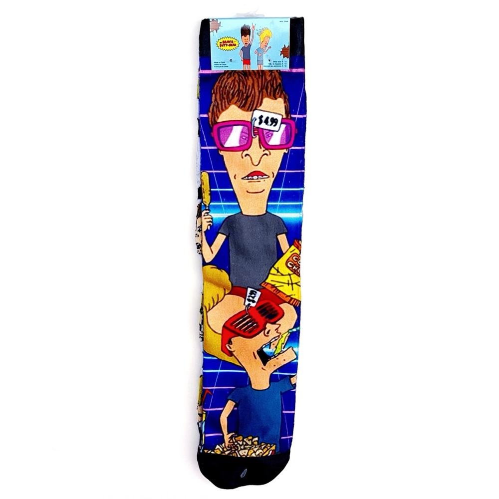 🆕 Beavis and Butt-Head Butthead MTV Retro 90s Crew Socks Mens Womens - Picture 2 of 8